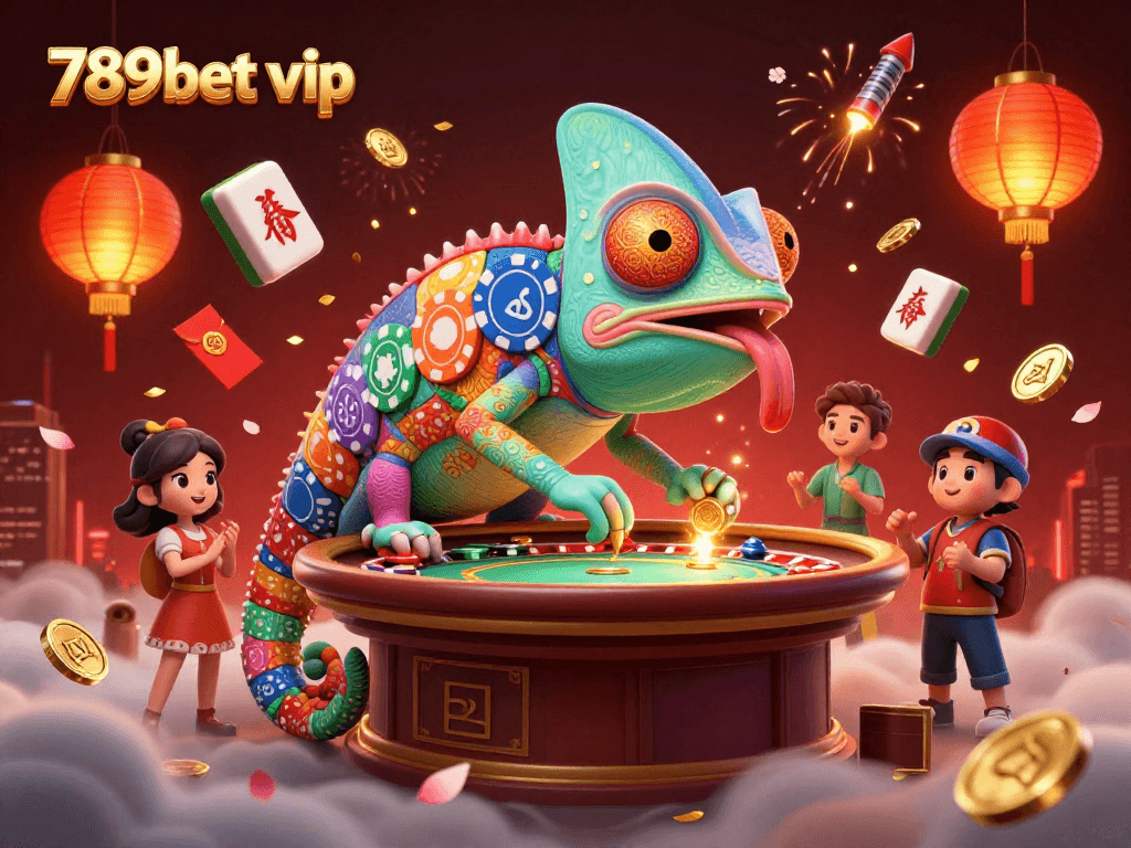 Engage with 789bet vip in a vibrant casino scene filled with golden coins, tarot cards, and mahjong tiles.