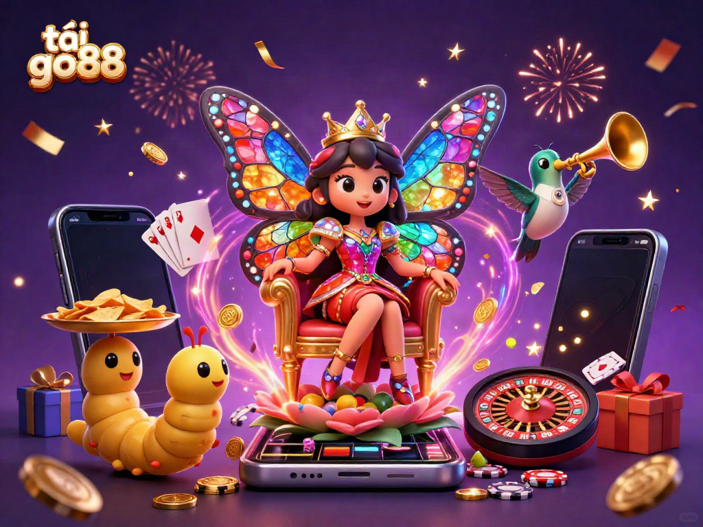 Experience the vibrant gaming world of tải go88 with colorful casino elements and charming characters.
