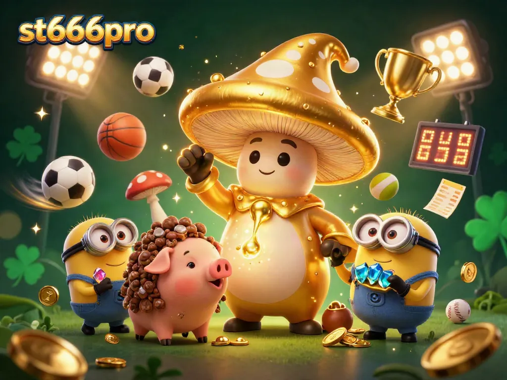 Engage in epic treasure-hunting adventures with st666pro's golden mushroom wizard and whimsical companions.