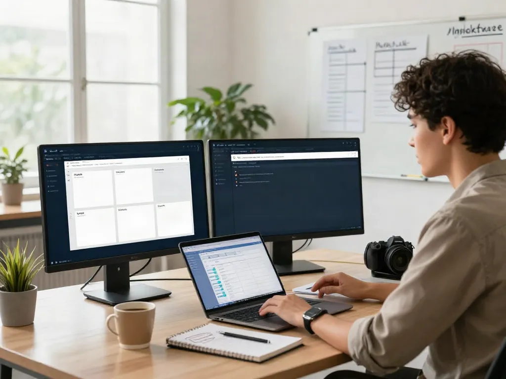 Marketer optimizing instant indexing through digital tools in a modern workspace