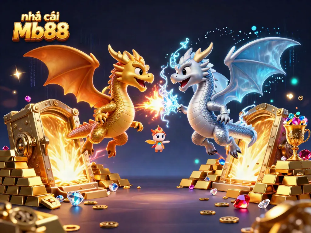 Experience thrilling action with nhà cái Mb88 as twin 3D dragons unleash fire and ice.