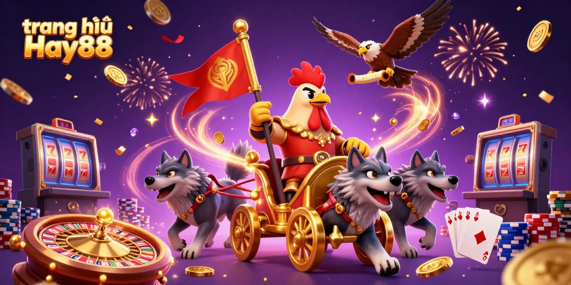 Engaging 3D illustration of the "trang chủ Hay88" gaming experience, showcasing vibrant characters and casino elements.