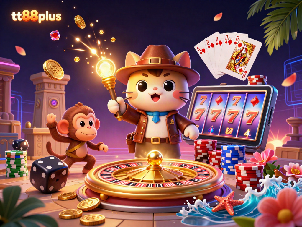 Experience thrilling adventures with the tt88plus explorer cat in a vibrant 3D casino world.