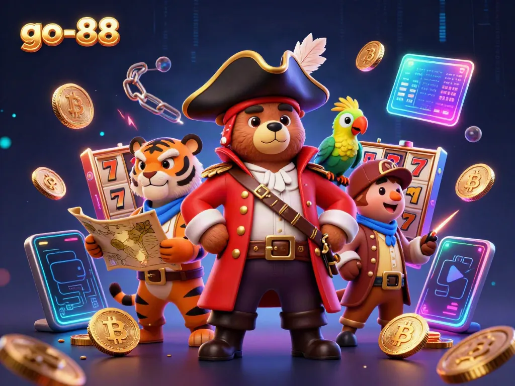 Join the adventure at go-88 with a pirate captain bear, his tiger first mate, and slot reels sparkling with crypto coins.