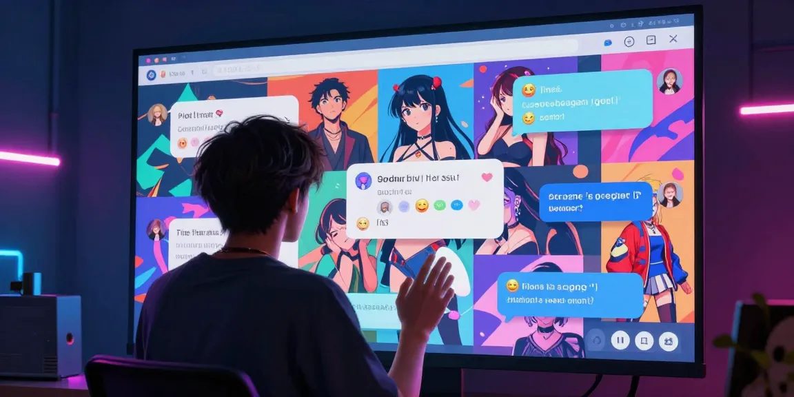 User engaging in an exciting hentai ai chat with animated characters in a vibrant digital environment.