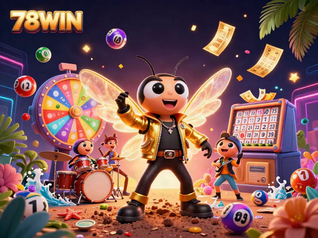 Experience the thrill of 78WIN's vibrant gaming world with jackpot excitement and colorful elements.