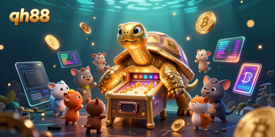 Experience the vibrant qh88 gaming adventure as animals await their turn at a giant pinball tortoise!
