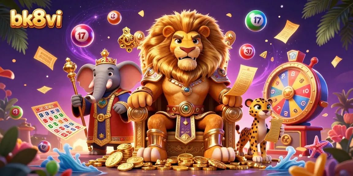 Engage with lively gaming scenarios at bk8vi, surrounded by vibrant casino elements.