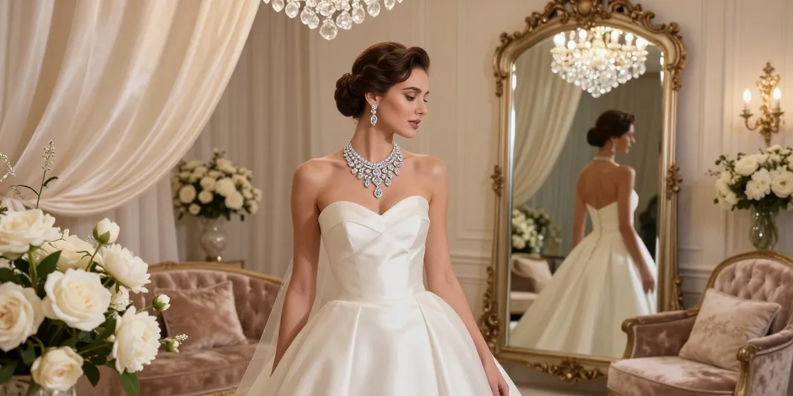 High jewelry bridal collection showcased on a radiant bride surrounded by luxurious decor in a boutique setting.
