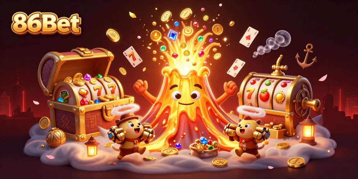 Play and win big with 86Bet's exciting slots, featuring treasure-filled scenes and dynamic gameplay.