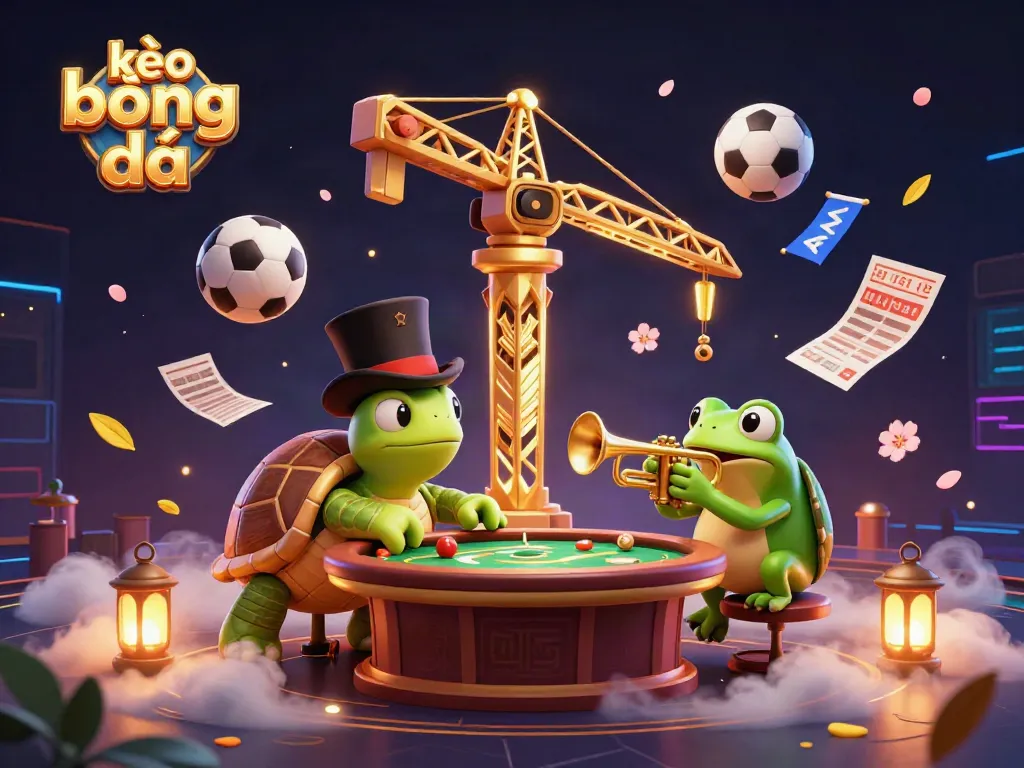 Experience kèo bóng đá excitement with a dynamic sports betting scene featuring lively characters and energetic elements.