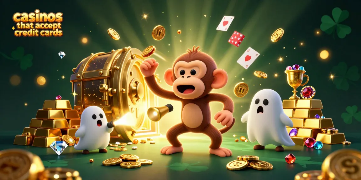 Immerse in casinos that accept credit cards, as golden treasures dance with a playful monkey and a curious puppy.