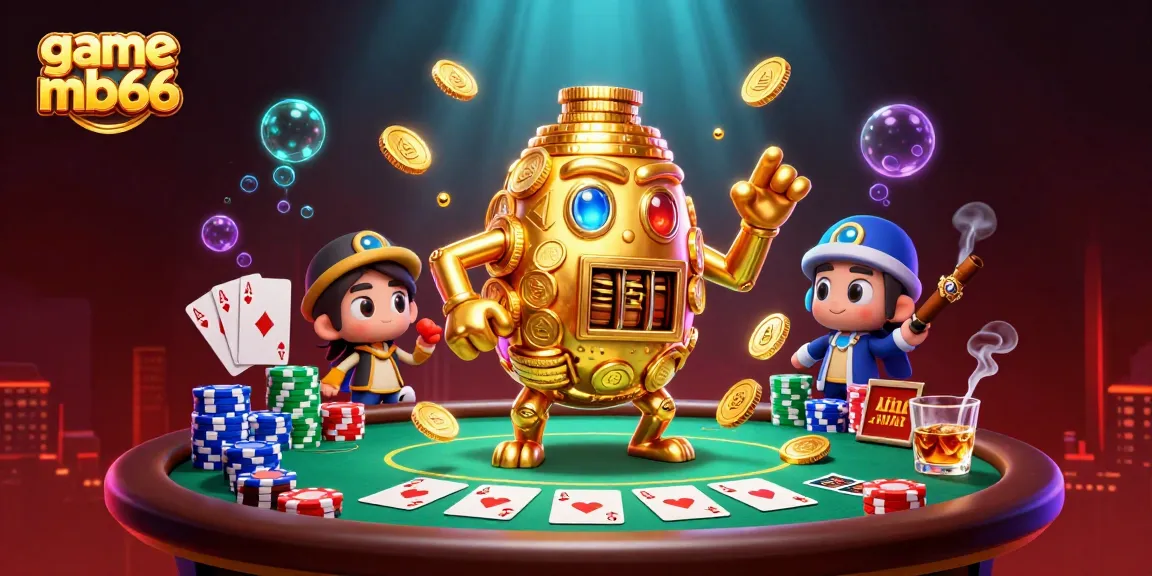 Engage in the thrilling game mb66 as a 3D golden golem ignites excitement with poker elements and vibrant visuals.