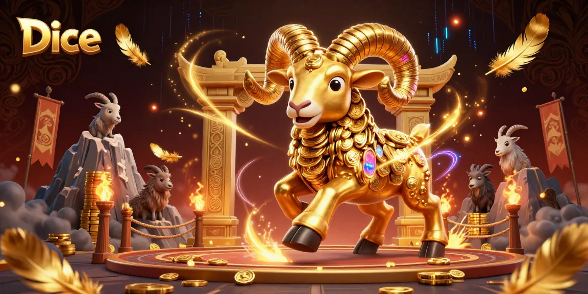 Dice-themed illustration showcasing dynamic gambling action with golden elements.