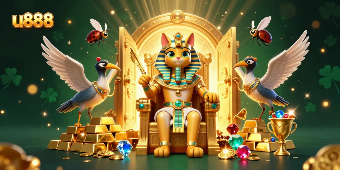 Win big with u888 in a vibrant 3D casino scene featuring treasures and festive energy.