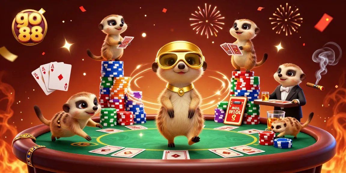 Experience the excitement of gambling at go 88 with meerkats in a vibrant casino scene.