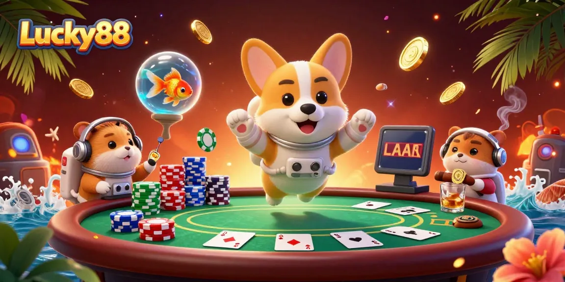 Experience thrilling gameplay with Lucky88 as a 3D astronaut corgi navigates a space casino!