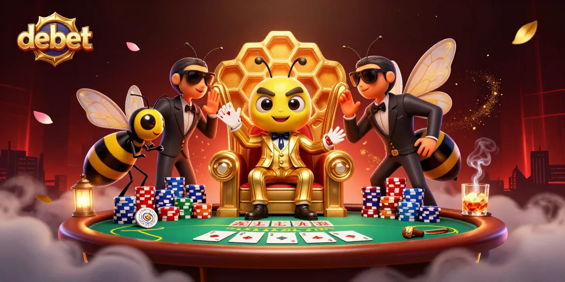 Engage in exciting poker with debet while a bumblebee mob boss oversees the game.