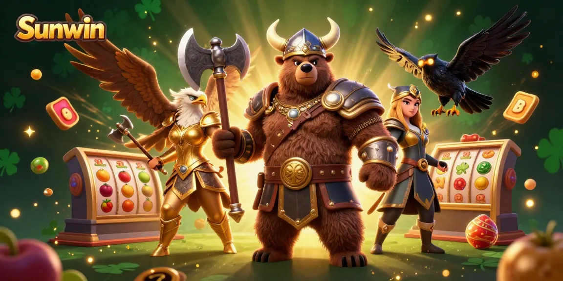 Experience thrilling gameplay with Sunwin's immersive Viking-themed casino illustration featuring dynamic elements.