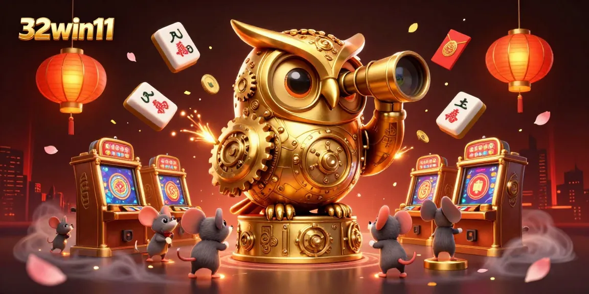Join in the excitement at 32win11 with vibrant slots, golden owls, and animated casino action.