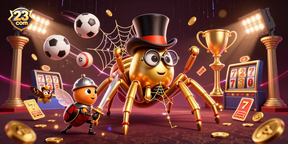 Engage with 23win com's vibrant 3D casino-themed illustration showcasing gaming action and excitement.