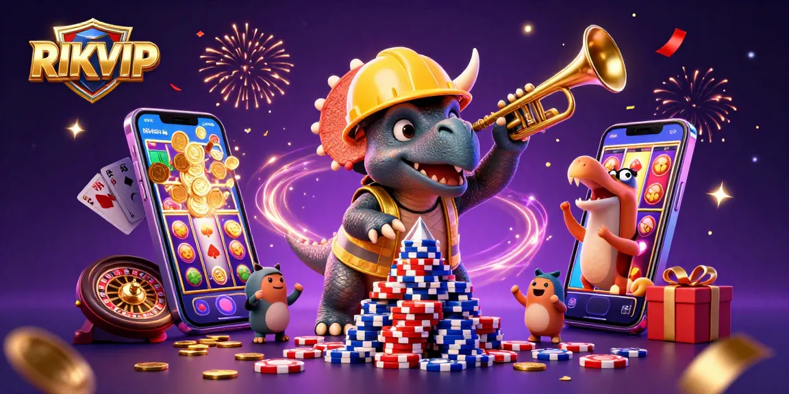 Win big with RIKVIP's engaging games, featuring a vibrant celebration of casino excitement.