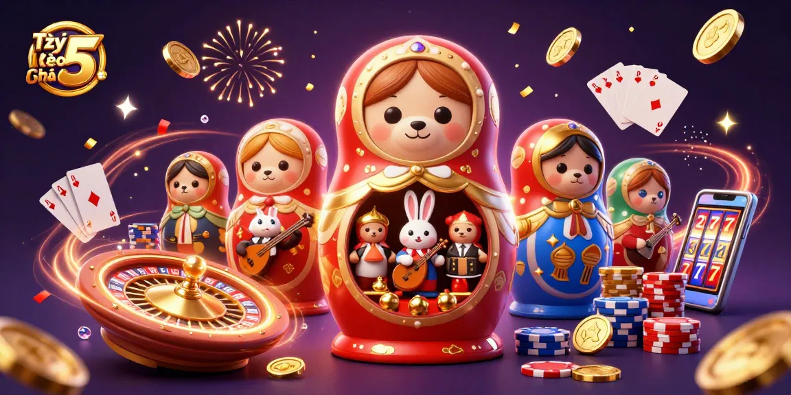 Tỷ Lệ Kèo Nhà Cái 5 reveals winning strategies with engaging casino characters in a vibrant, dynamic illustration.