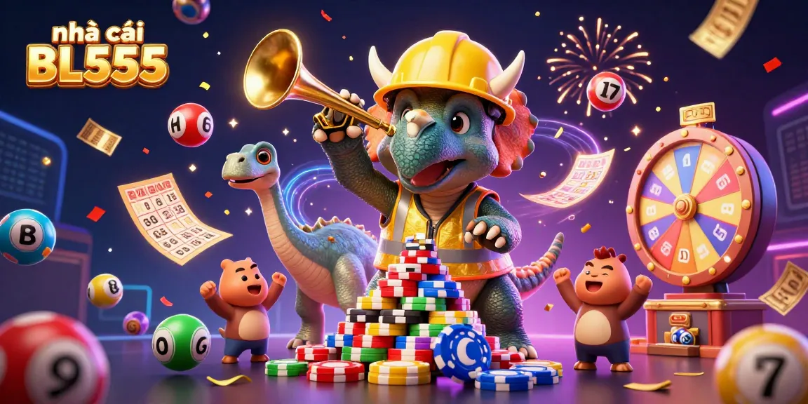 Join the excitement at nhà cái BL555 with dinosaurs cheering a thrilling casino celebration!